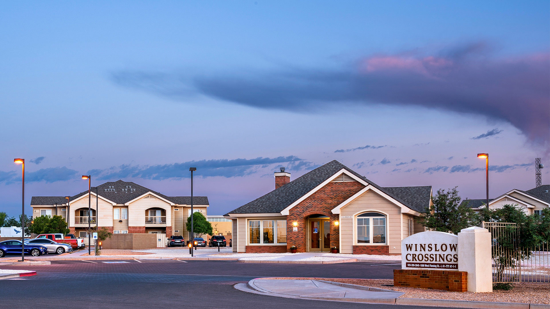 This image displays entrance marker photo of Winslow Crossings Apartments