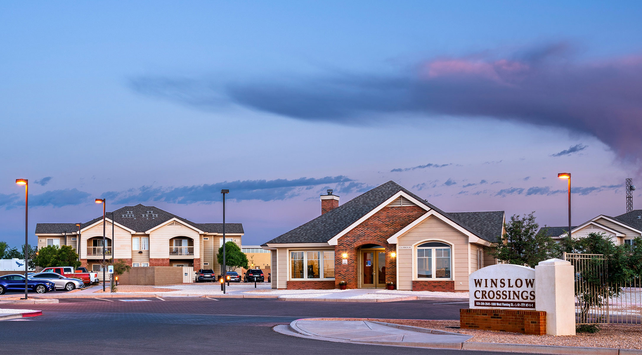This image displays entrance marker photo of Winslow Crossings Apartments